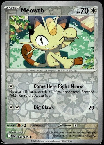 Meowth 052 165 common 151 - 052/165,