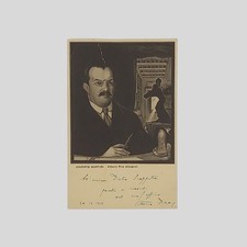 Autografo Vittorio Pica  a Pietro Scoppetta Cartolina illustrata Alberto Martini