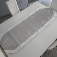 Runner tavolo shabby chic bianco grigio nappine country Maison du Monde centrino
