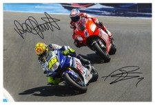 ROSSI vs STONER - LEGGENDE MOTOGP - FOTO autografa firmata 6x4 - stampa
