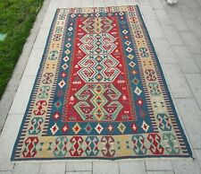 Tappeto Kilim orientale autentico annodato a mano, blu e rosso 298cm X 210 cm
