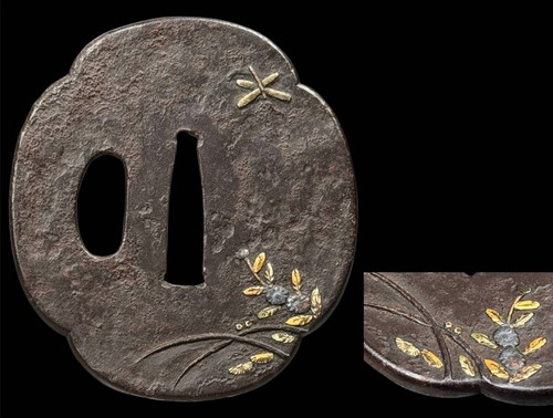 Ferro tsuba giapponese con - ferro,