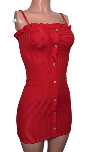 Mini abito rosso costine - a,