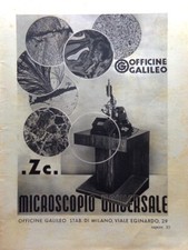 Pubblicità del 1938 Officine Galileo Microscopio Moretti CGE Termoconvettori
