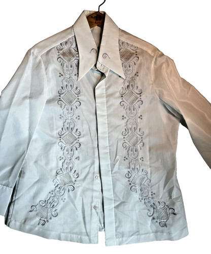 Guayabera blu vintage 1970