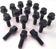 Ikopo Set da 20 bulloni per cerchi in lega, neri, filettatura M12 x 1,5,
