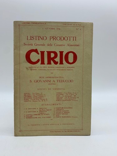 Listino trimestrale prodotti