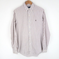 Ralph Lauren Polo a righe camicia uomo vestibilità personalizzata TG M (T7931)