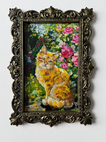 Quadro arancione gatto arte