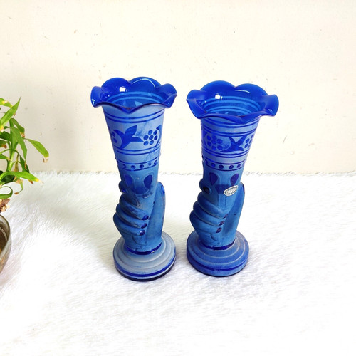 Vaso fiore vetro blu - fiore,