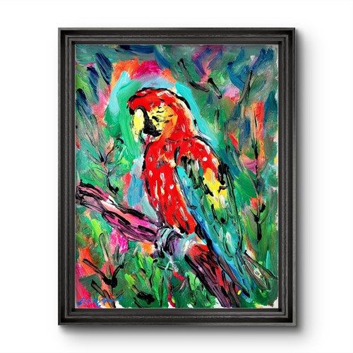 Quadro pappagallo astratto