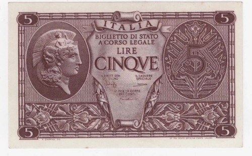 Banconota regno italia 5 - banconota,