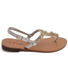 Sandalo gioiello infradito argento pietre donna basso positano capri con suola a