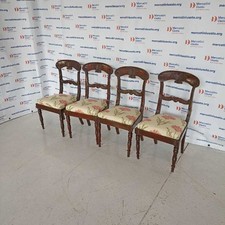 Sedie Antiche Metà 800 Noce Intagliato e Tornito Set 4 Sedie Italia Fine 800