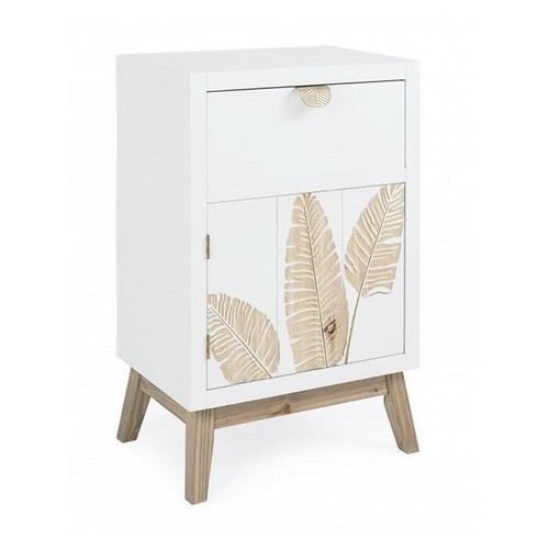 Comodino legno bianco vintage - bianco,