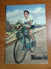 Cartolina Ciclismo/Cyclisme FAUSTO COPPI/Sq. Bianchi Campione del Mondo 1953-54