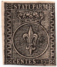 PARMA N. 3b ANNULLATO - UNA DELLE DUE GRECHE PIU LARGA Sassone 2017 = € 275,00