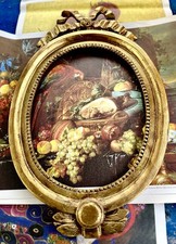 Cornice in Legno massello Antica Ovale con Fiocchi Dorata Oro OTTIME CONDIZIONI