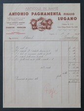 FATTURA ITALIA 1937 LUGANO ANTONIO PAGNAMENTA ARTICOLI IN RAME illustrata 58