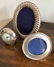 Set 2 Cornici portafoto più Orologio in Argento 800