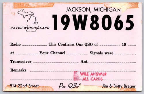 Jackson michigan radio qsl - jackson,, cb