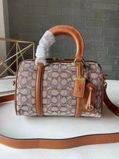 Borsa a mano Coach C8529 Ruby Satchel 25 firmata tessuto jacquard marrone/cacao outlet