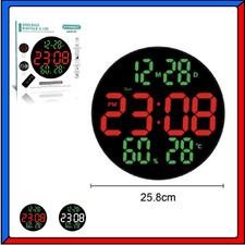 Orologio da Parete Muro Digitale LED Moderno Rotondo Grande 25,8cm Silenzioso
