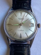 Vintage RICHARD 17 Jewels 1960 automatico data funziona bene