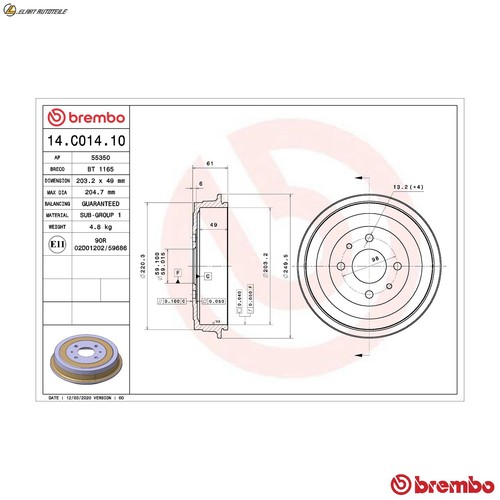 Tamburo freno c014 10 - freno, 14.c014.10