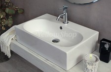 LAVABO CM 60 x 40 APPOGGIO RETTANGOLARE CERAMICA LAVANDINO SANITARI BAGNO SOUL