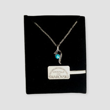 Collana da donna argento e ciondolo con cristallo originale della swarovski blu
