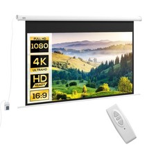 HOMCOM Telo per Proiettore 120" 16:9 Motorizzato con Telecomando Bianco