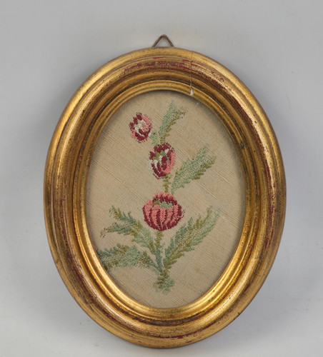 Antico quadro miniatura - miniatura, ricamo