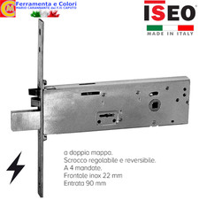 Serratura Elettrica Porta Metallo Reversibile ISEO a Infilare DOPPIA MAPPA E90mm