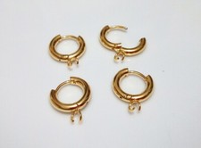 1 coppia base orecchini a cerchio acciaio inox  16x13mm placcato oro 24k