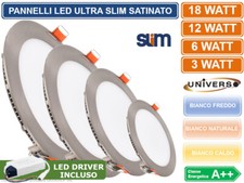PANNELLO FARETTO LED ULTRA SLIM CIRCOLARE ACCIAIO SATINATO INCASSO 3W 6W 12W 18W