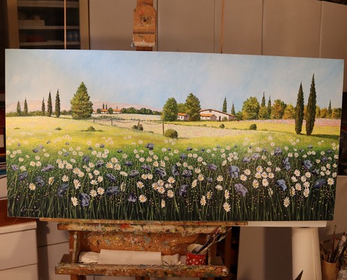 Paesaggio con margherite - , e