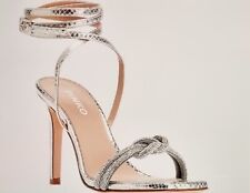 PINKO sandali pelle pitonata argento e strass tg.38 tacco10 in ottime condizioni