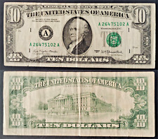 STATI UNITI USA  banconota da 10 DOLLARI HAMILTON  -1977 Bollino Verde Serie A