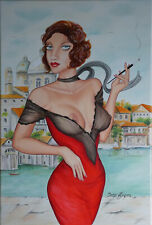 QUADRO ORIGINALE DORO HAGEN "COCCHETTO A VENEZIA" - OLIO SU TELA - NUDO - EROTICO