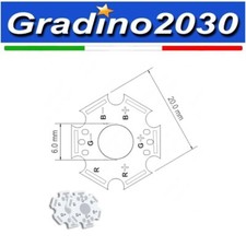 5x Dissipatore Alluminio PCB 20x20mm Stella per LED 1W 3W 5W RGB Raffreddamento