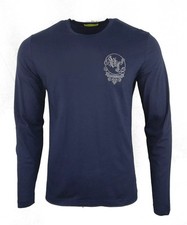 T-shirt Versace Jeans media manica lunga blu navy taglia M logo ricamato