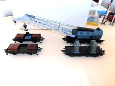 FLEISCHMANN HO ART.5597 STUPENDO SET "CARRO GRU+ 3 CARRI MERCI"BUONE CONDIZIONI