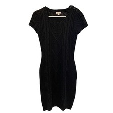 Charming Charlie Bodycon Mini Maglione Vestito Piccolo Nero Maglia Cavo Neutro