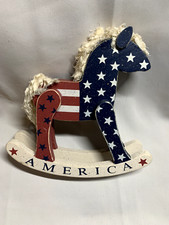 Wooden Small Rocking Horse - America Red White And Blue - A1224