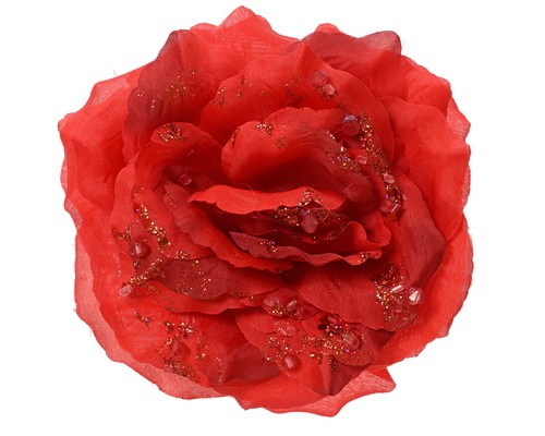 Clip rosa artificiale fiori