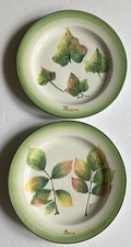 Ceramiche Bassano Piatti da Parete Italiani (2) Dipinti A Mano Rosa E Thedera 9 Pollici