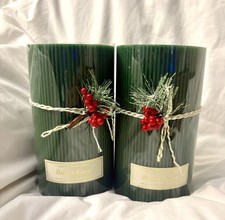 Soglia Vacanze Balsamo Foresta Verde Colonna a Righe 7”x4” Candele Profumate 95 ore