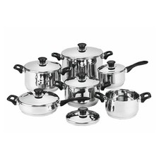 BATTERIA DI PENTOLE BAVARIA ANTIADERENTE 12 PEZZI IN ACCIAIO INOX 18/10 COPERCHI