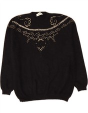 Maglione maglione girocollo donna ELIOS UK 16 grande nero angora DA58